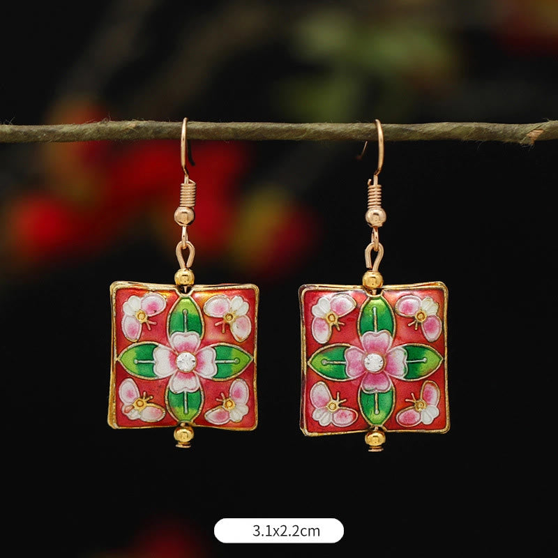 Pendientes colgantes de cobre con diseño de flor de loto y mariposa de Buda y piedras de iluminación