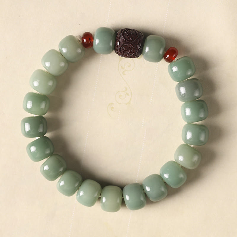 Pulsera de la paz con cuentas de Buda, semillas de Bodhi, nube auspiciosa y carácter Fu