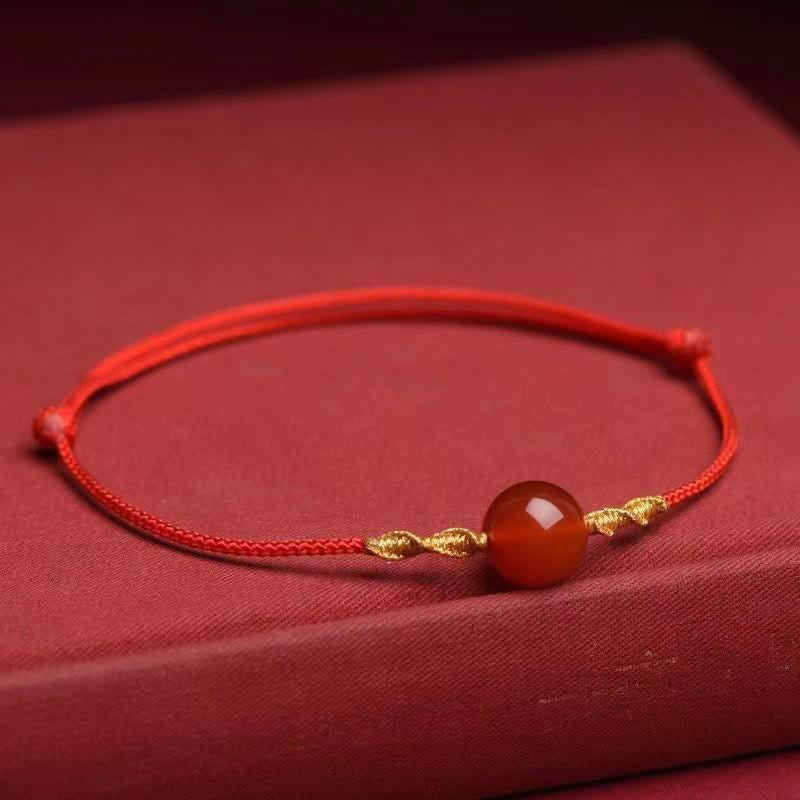 Buddha Stones Natürlicher roter Achat Katzenauge Ruhiges geflochtenes Armband mit Halskette und Anhänger