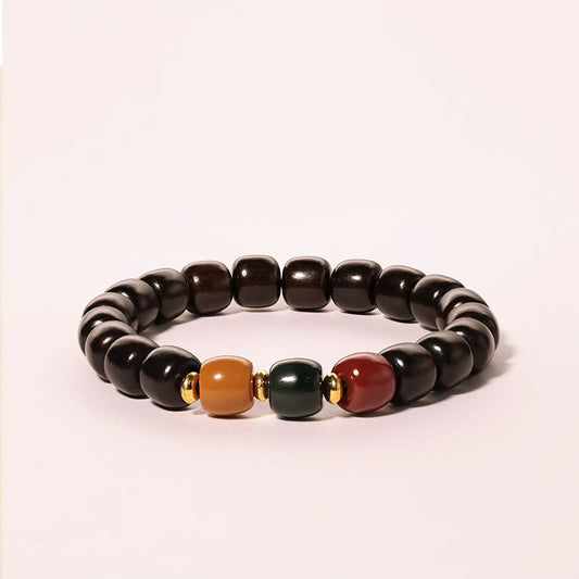 Pulsera de equilibrio de paz con piedras de Buda, madera de ébano y palisandro