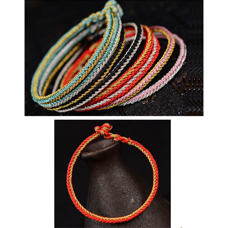 Pulsera de nudo de la paz de ocho hilos hecha a mano con cuerda bicolor de piedras de Buda