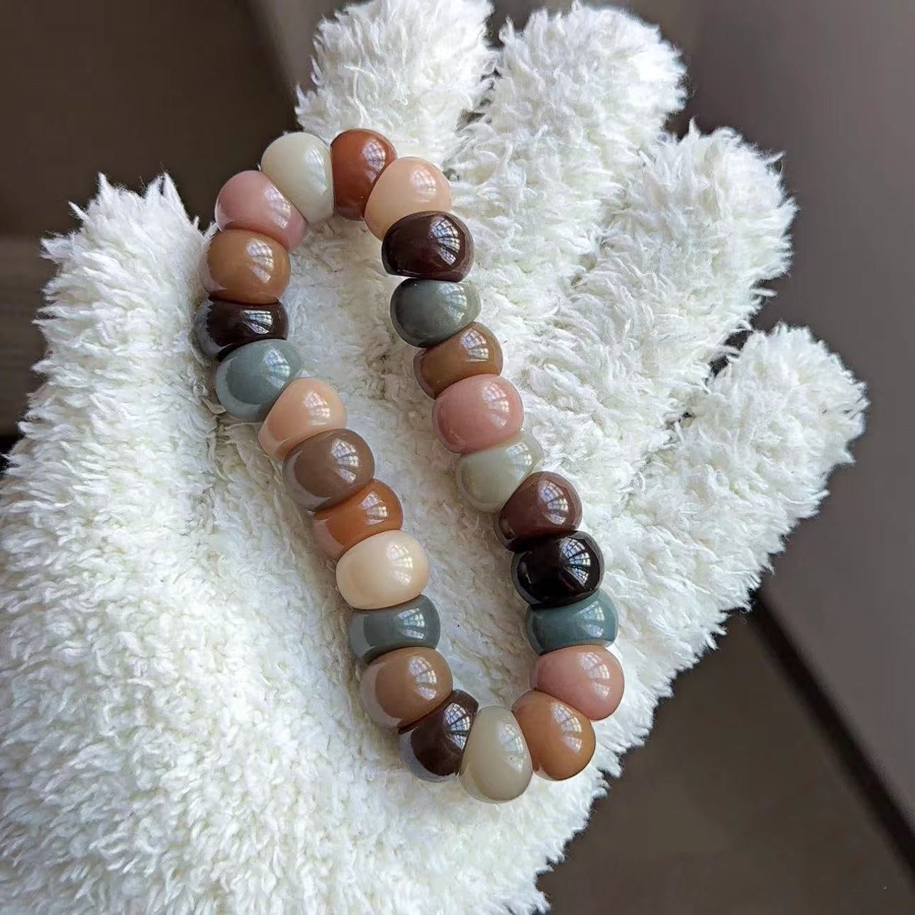 New Milky Strawberry-Colored Garlic Bodhi Bracelet 14MM (Multiple Colors Available) - Touch Bling