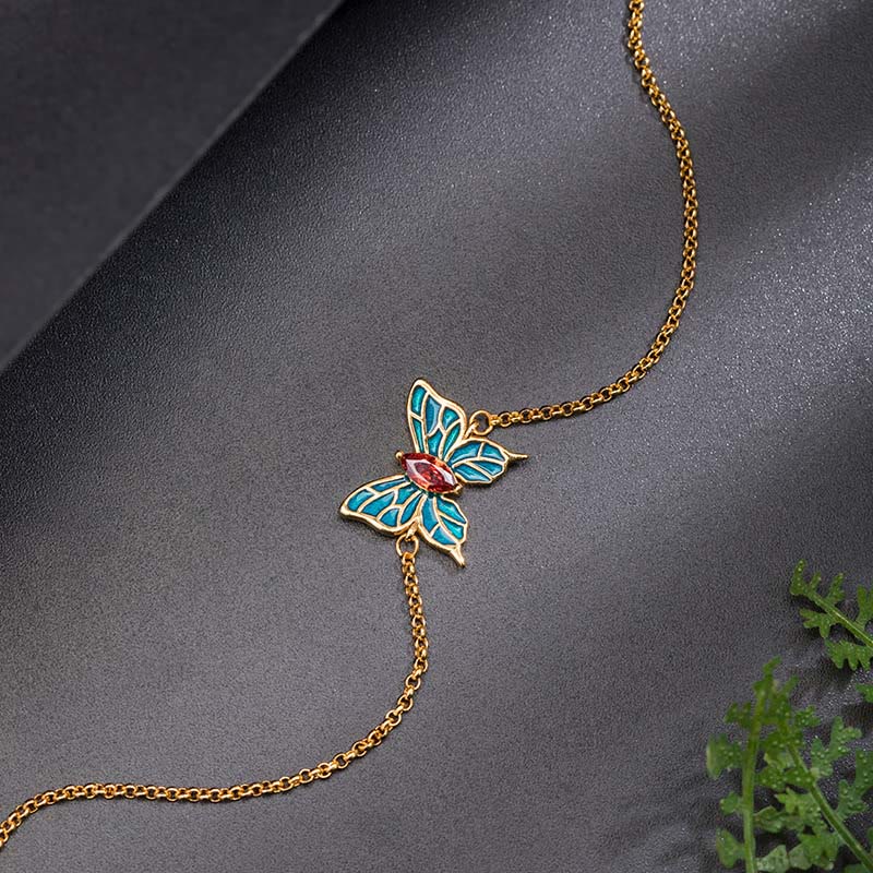 Pulsera de plata de ley 925 con circonitas y mariposas, con piedras de Buda