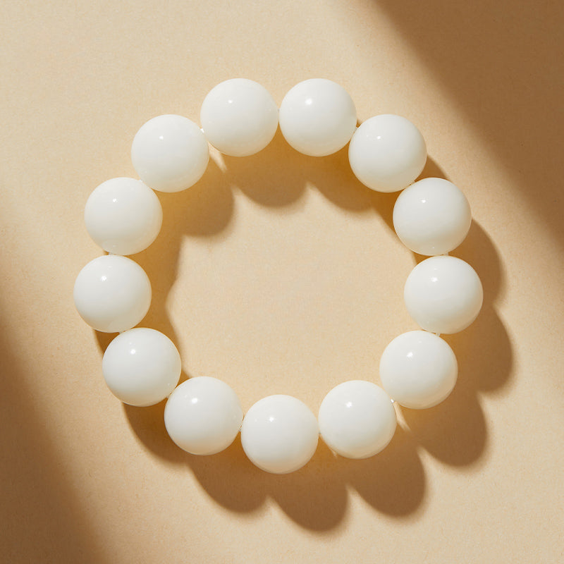 Natural White Jade Bodhi Bead Bracelet Buddhist Beads