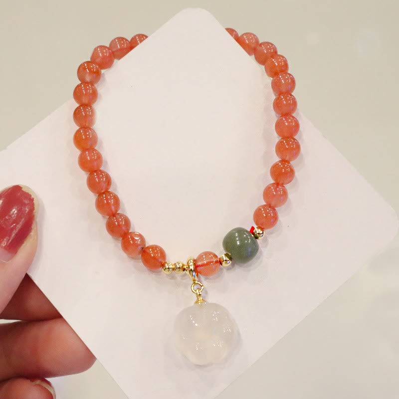 Pulsera de confianza con piedras de Buda, ágata roja, calcedonia y pata de gato de jade