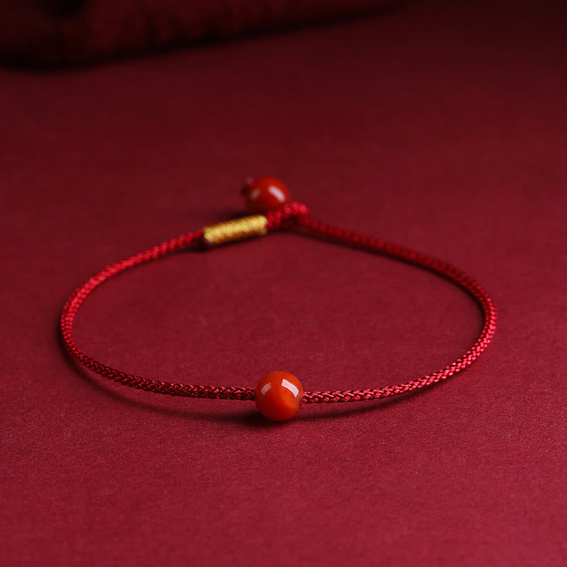 Buddha Stones Natürlicher Zinnoberroter Achat Segen Rotes Armband