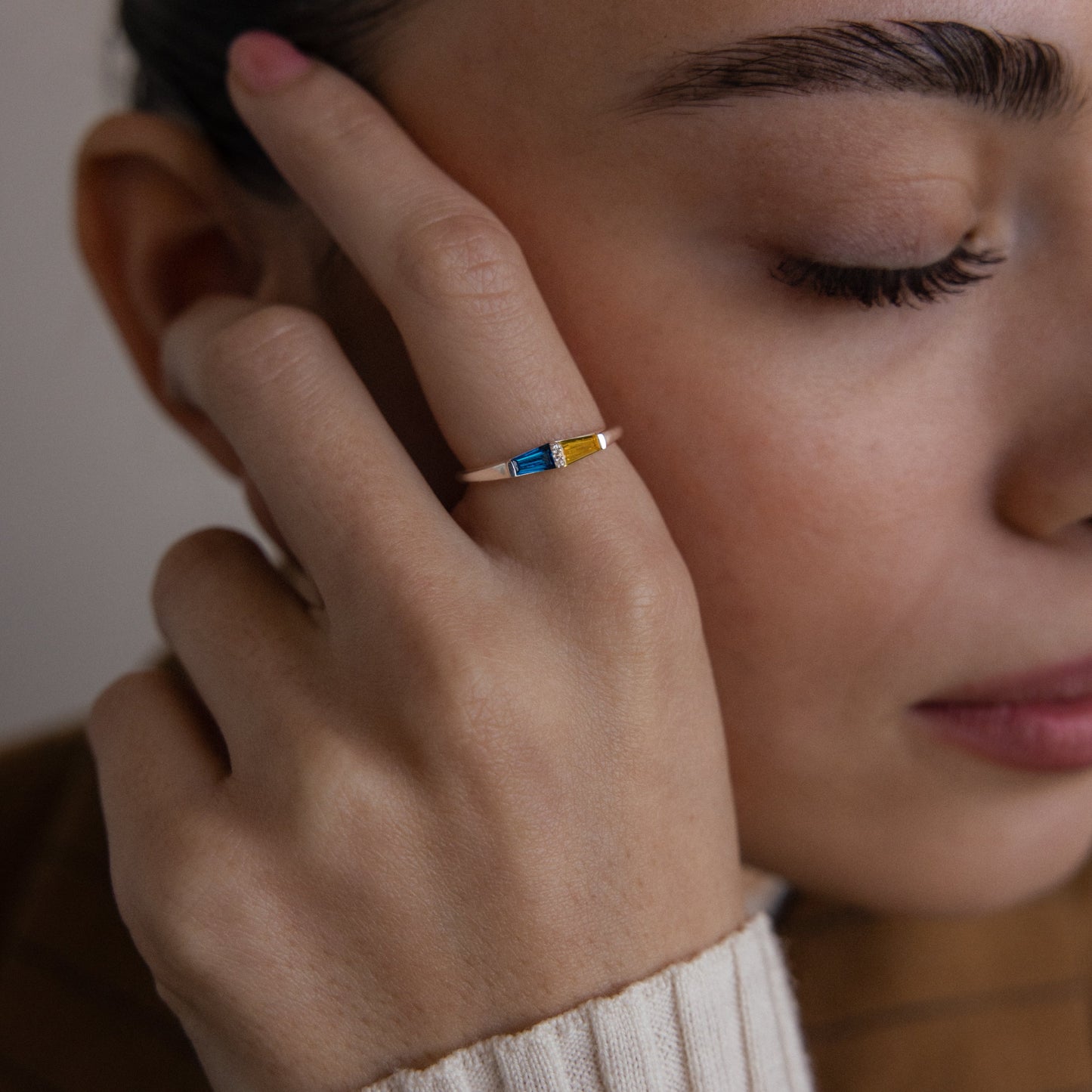 Toi et Moi Tapered Birthstone Ring