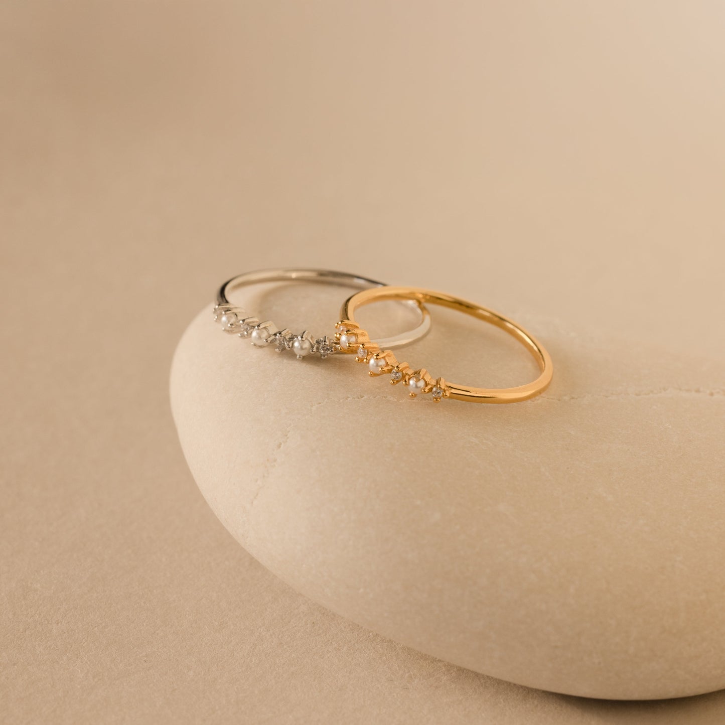 Delicate Pearl Diamond Ring