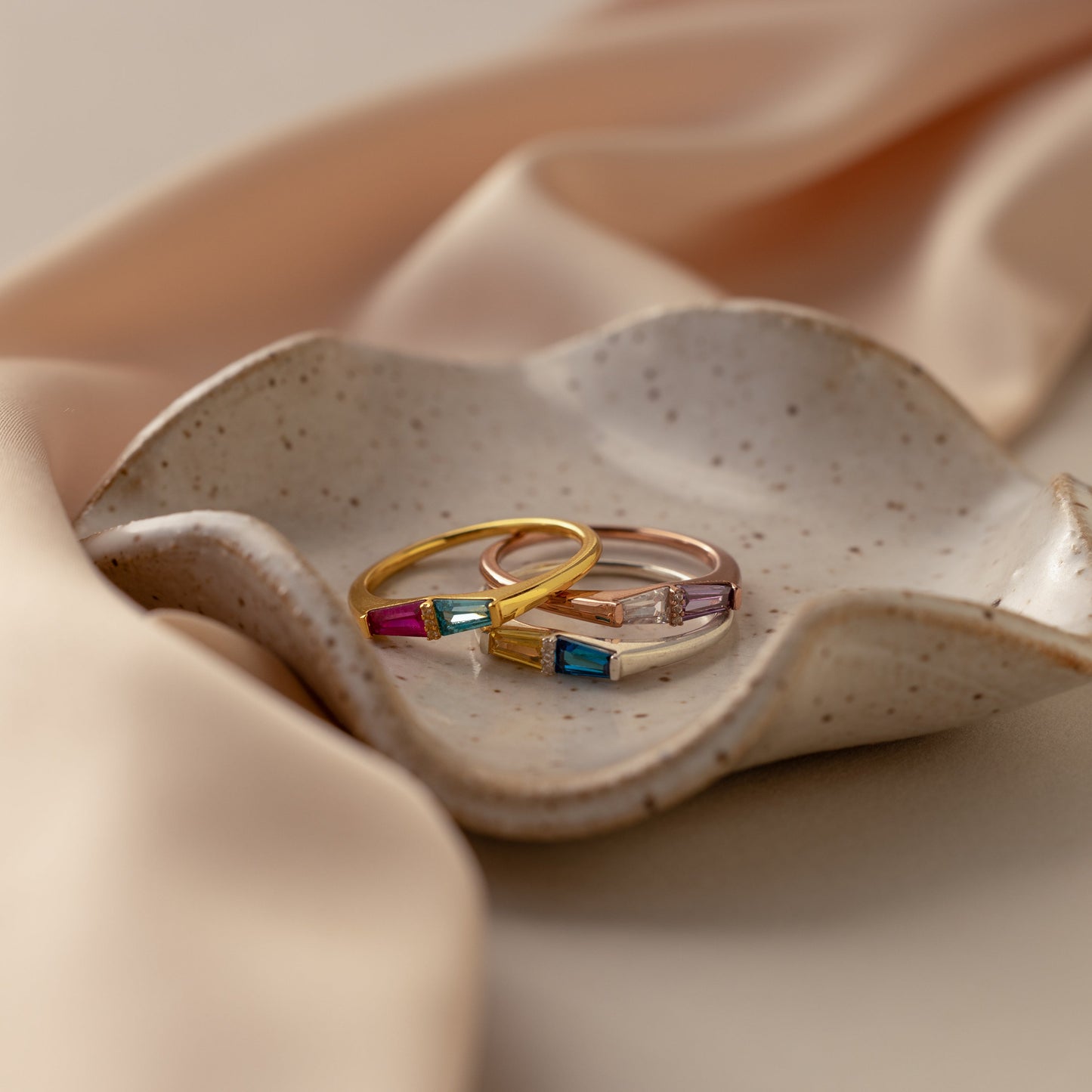 Toi et Moi Tapered Birthstone Ring