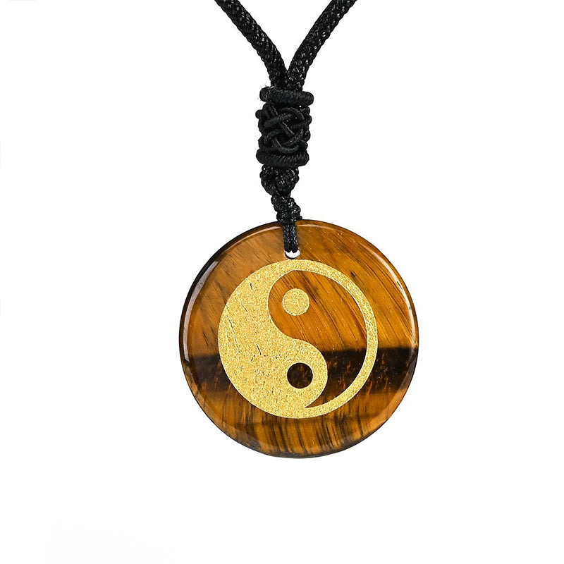 Collar con colgante espiritual Yin Yang, piedras de Buda, varios cristales, amatista, ojo de tigre, aventurina verde