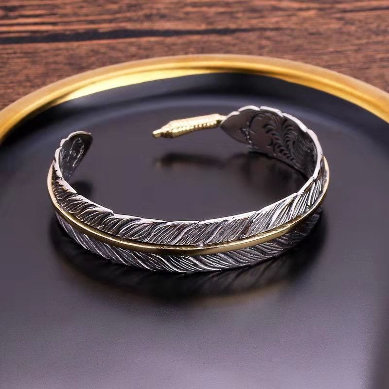Buddha Steine Feder Muster Geschnitzt Glück Reichtum Manschette Armband Armreif