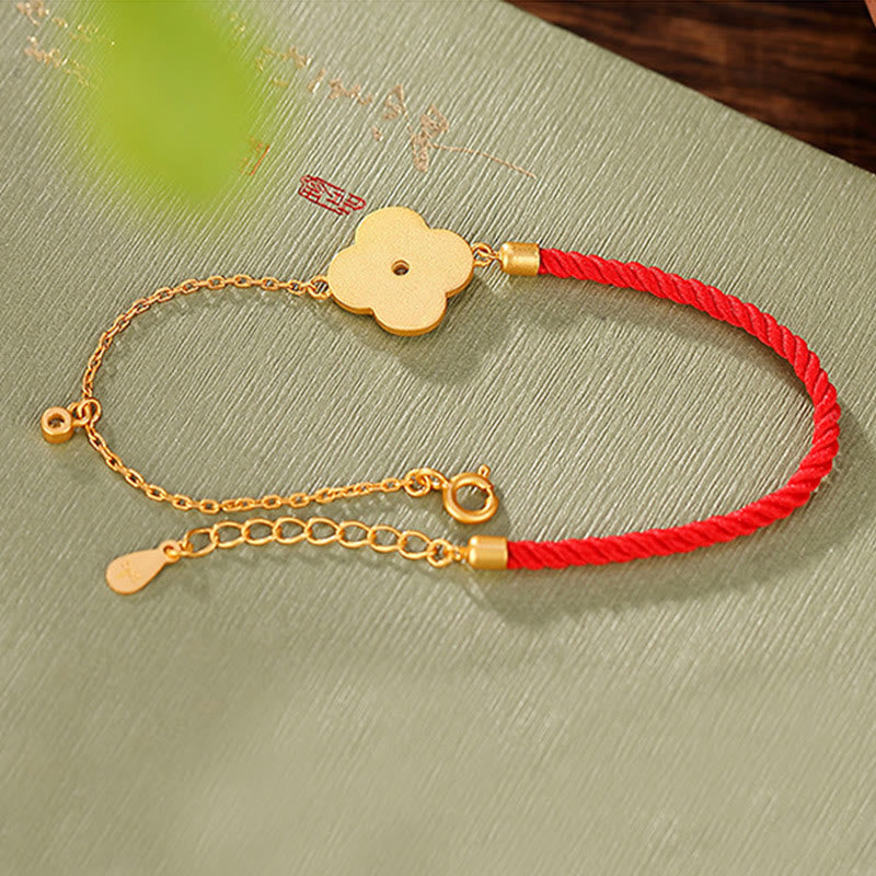 Pulsera de la suerte con trébol de cuatro hojas y circonitas de Buddha Stones, bañada en plata de ley 925
