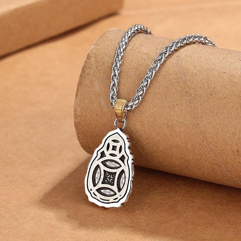 Collar con colgante de riqueza de metal y cobre con cuentas Dzi tibetanas de Buda y patrón Garuda