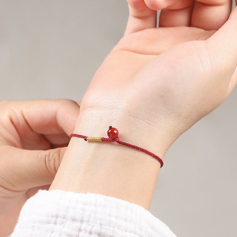 Buddha Stones Natürlicher Zinnoberroter Achat Segen Rotes Armband