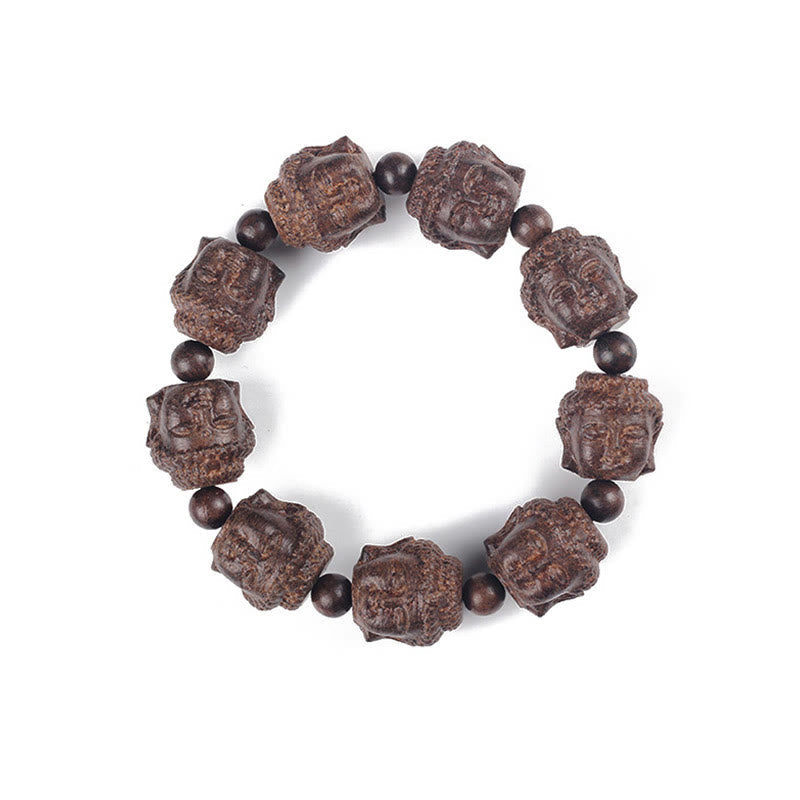 Buddha Stones Adlerholz Buddha geschnitzt Ruhe Armband