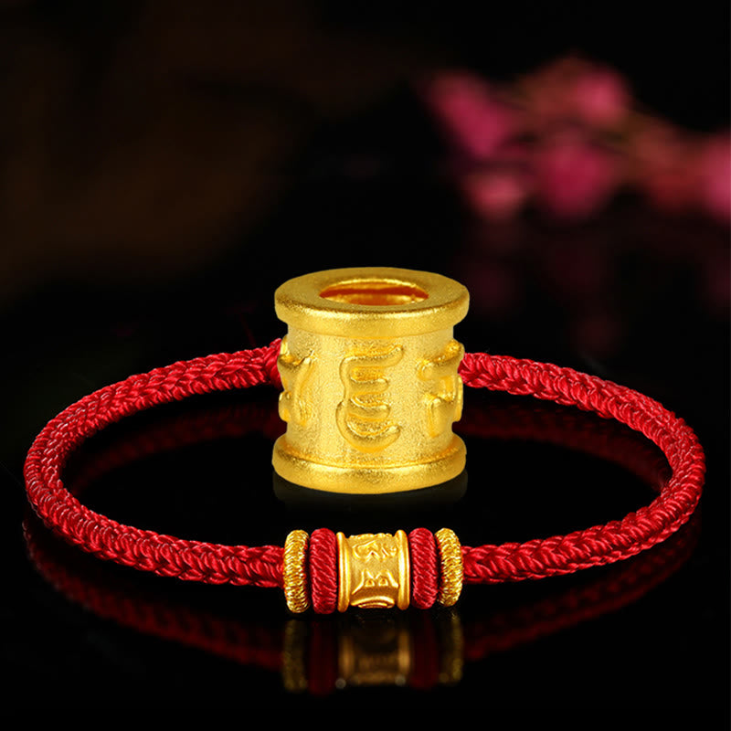 Pulsera de cuentas de la suerte con piedras de Buda del Tíbet, oro 999, con grabado Om Mani Padme Hum
