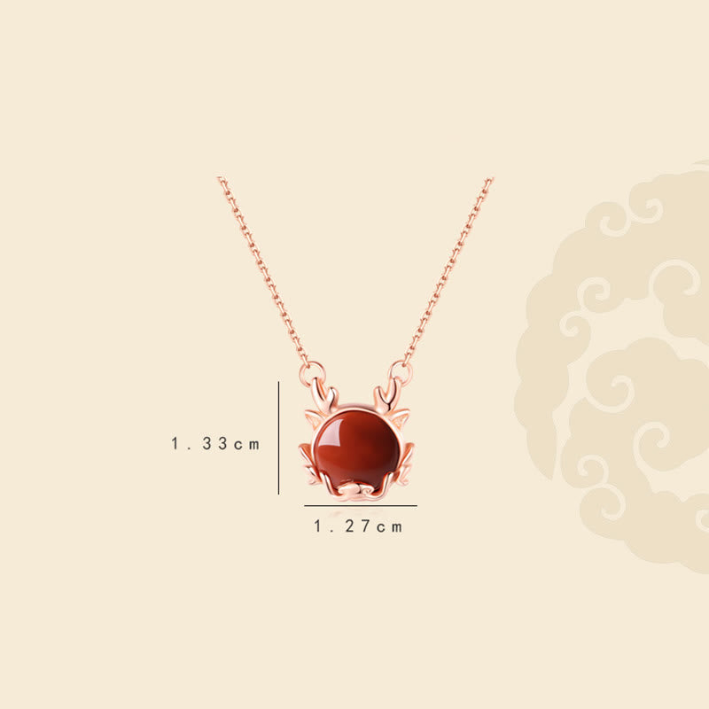 Buddha Stones 925 Sterling Silver Year of the Dragon Cinnabar Red Agate Dragon Protection Bracelet Necklace Pendant Earrings Ring