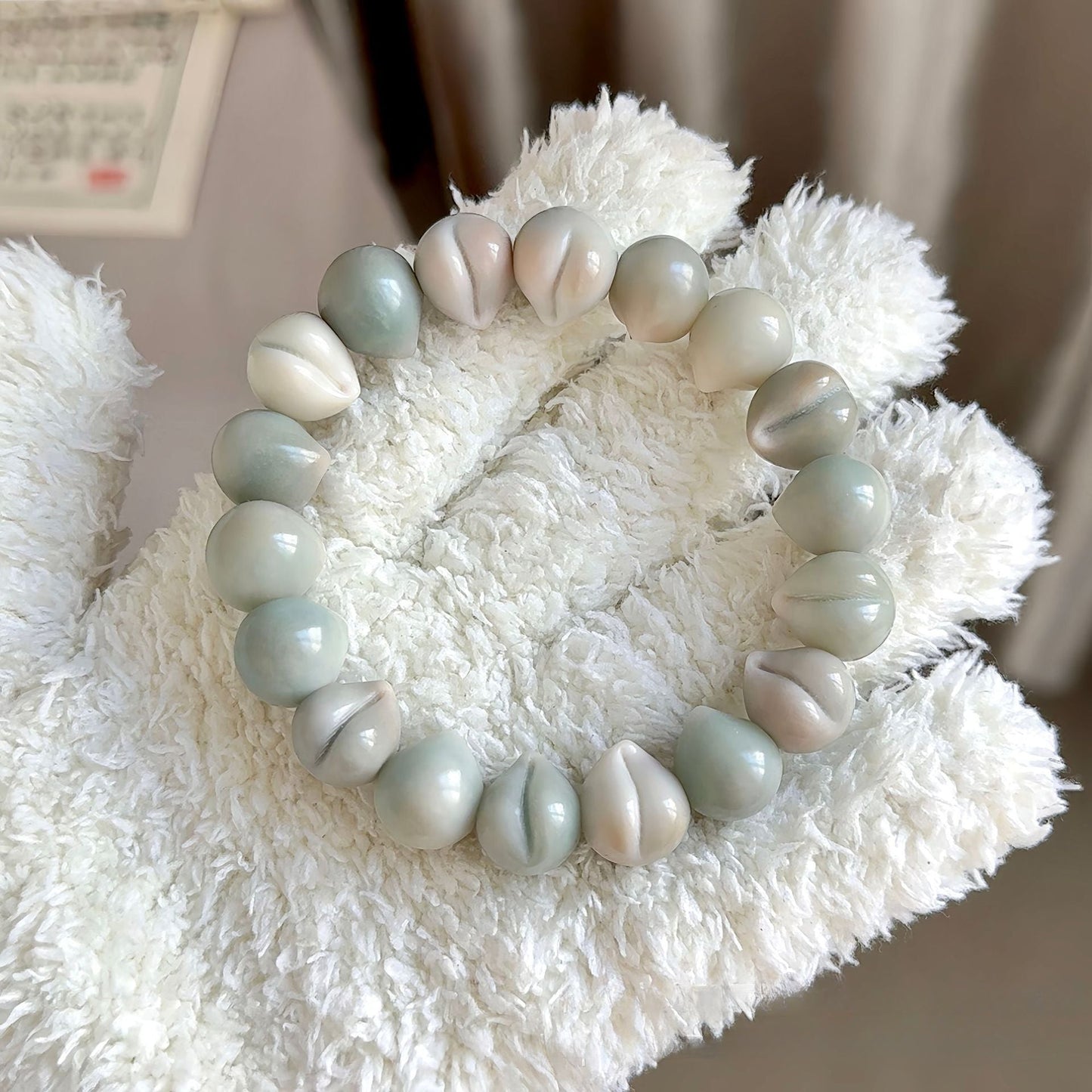 Hand-Carved Water Peach Bodhi Bracelet – Exquisite Craftsmanship - Touch Bling
