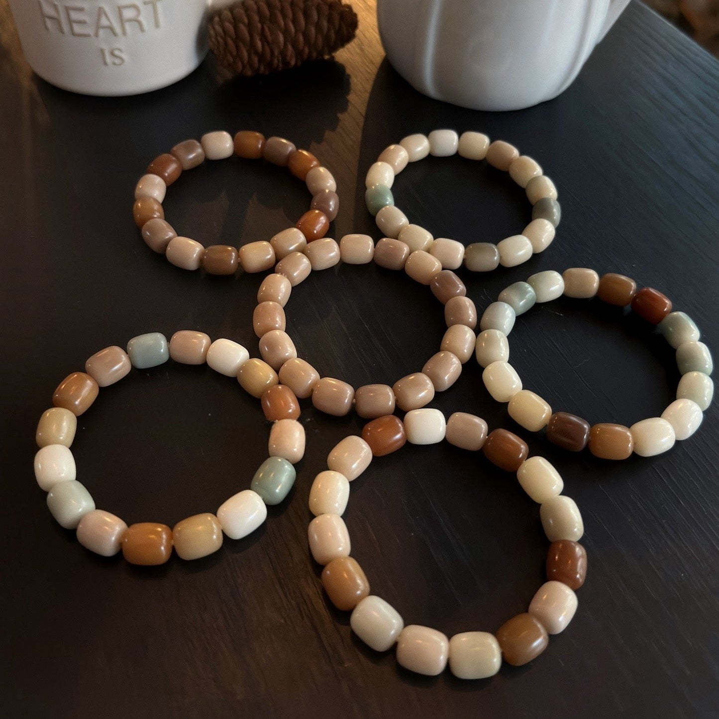 Rice Cake Milk Coffee Series Bodhi Bead Bracelet - Touch Bling