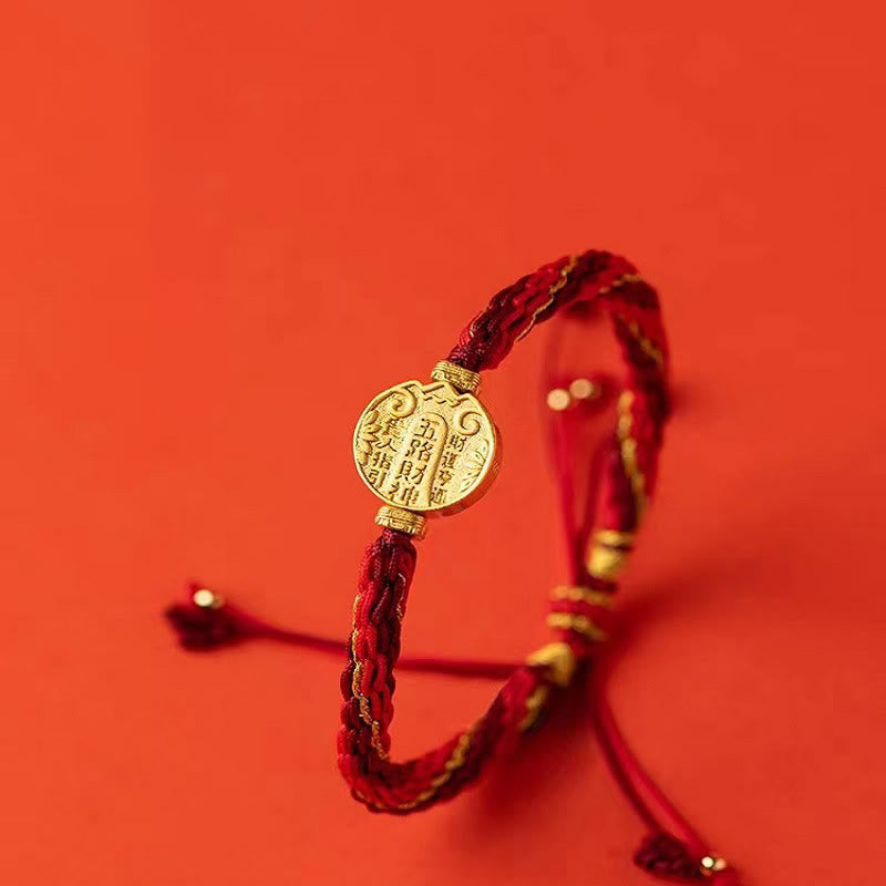 Pulsera trenzada hecha a mano con nudo de reencarnación y protección de los dioses de la riqueza, piedras de Buda y cinco direcciones