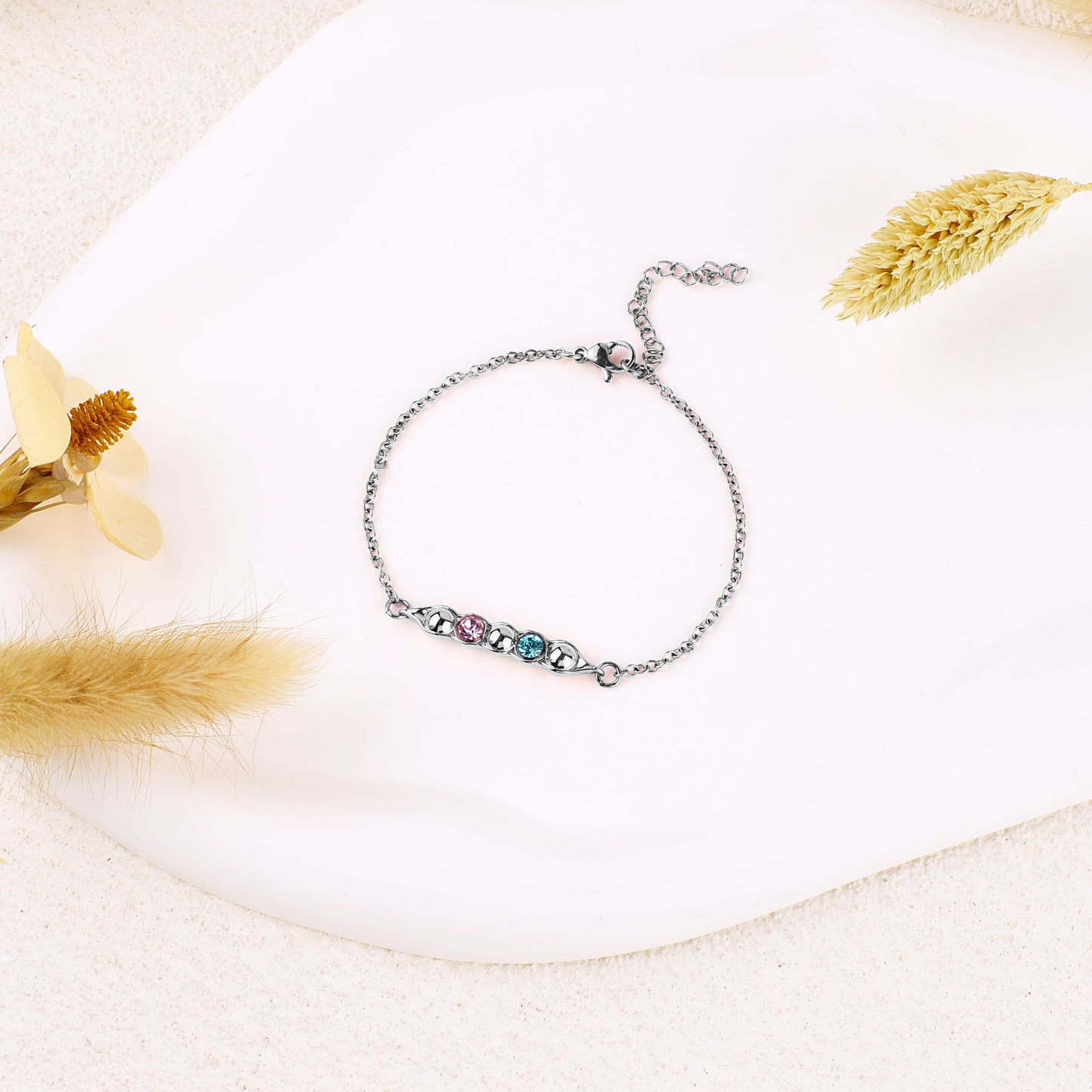 Erbsen in einer Schote Geburtssteinarmband