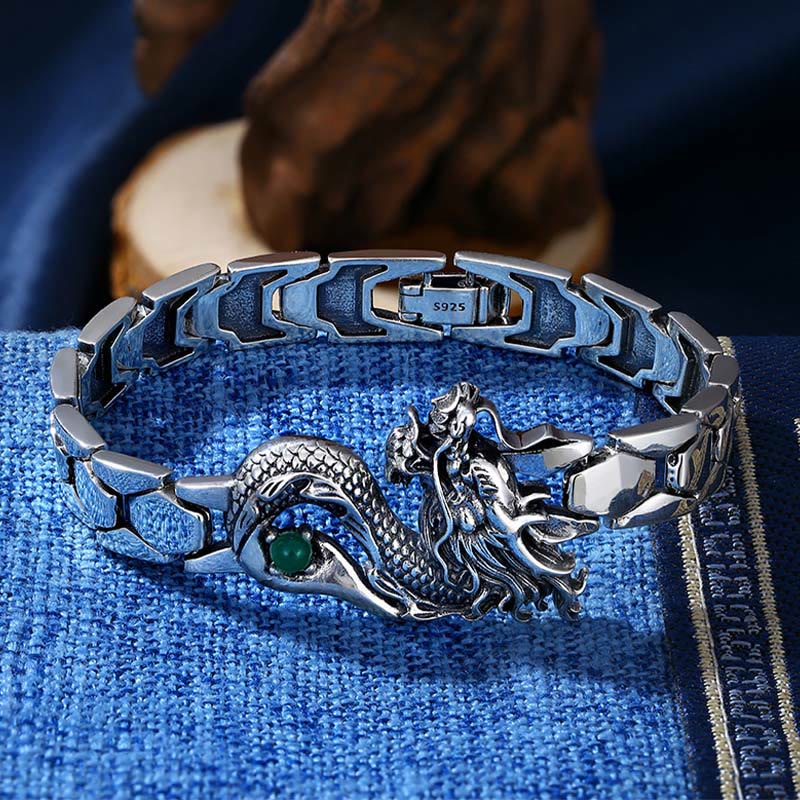 Pulsera de éxito con grabado de dragón vintage de Buddha Stones