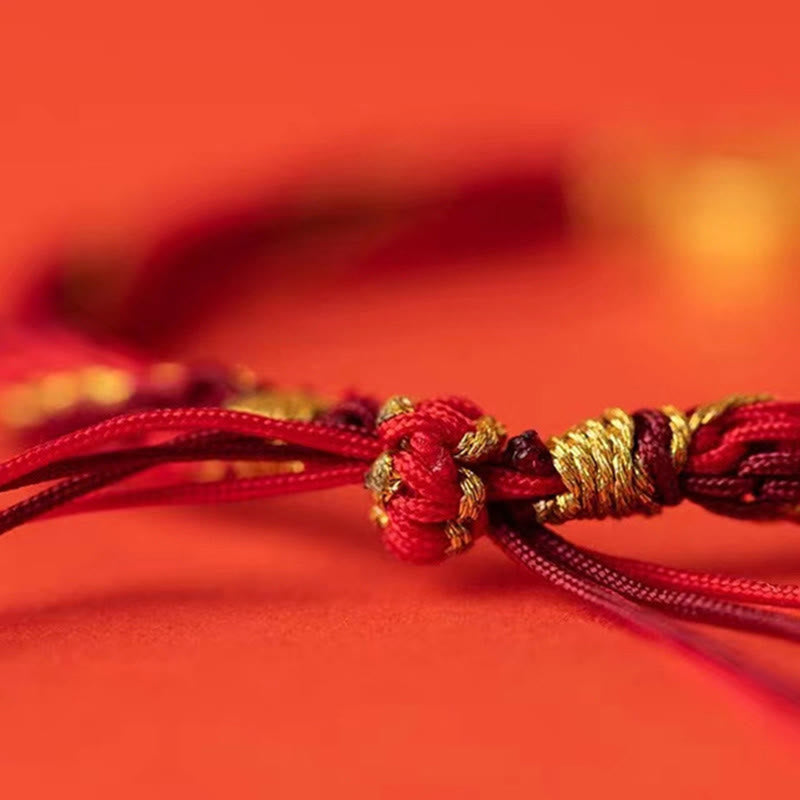 Pulsera trenzada hecha a mano con nudo de reencarnación y protección de los dioses de la riqueza, piedras de Buda y cinco direcciones