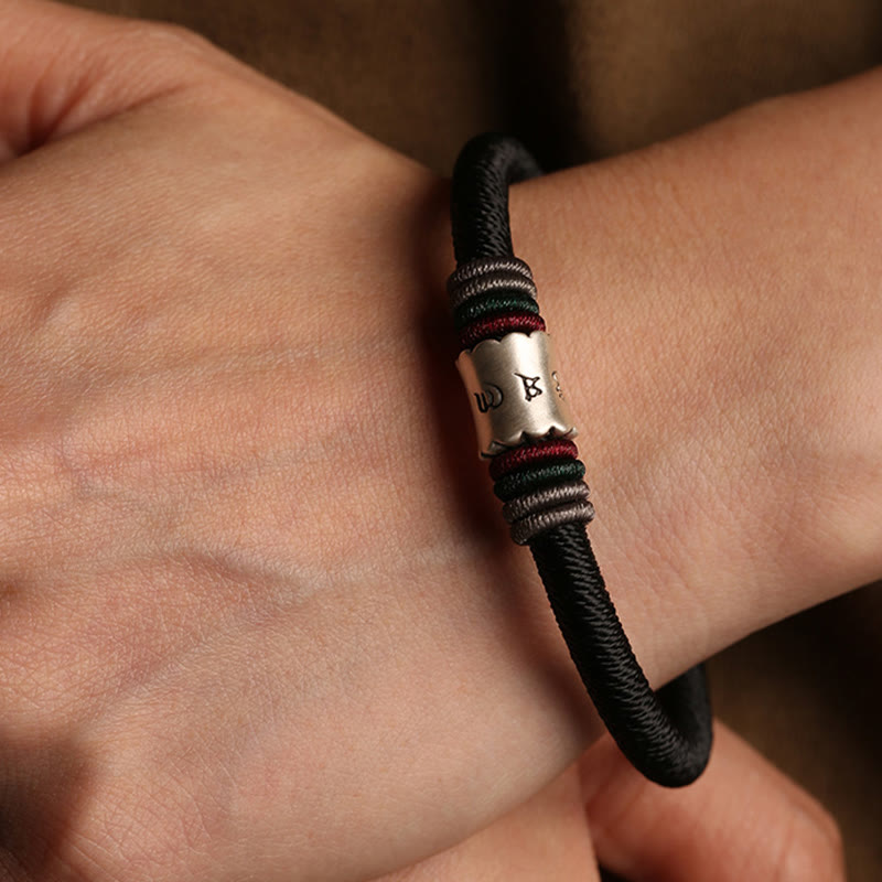 Armband mit magnetischer Schnalle von Buddha Stones, 999 Sterlingsilber, Om Mani Padme Hum, Peace