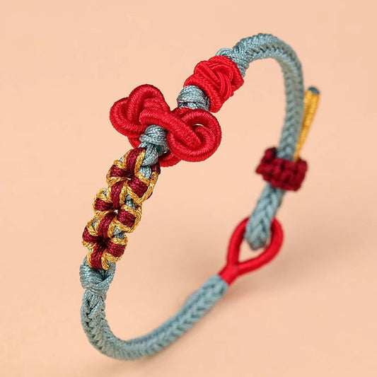 Pulsera trenzada con nudo Wenchang, hecha a mano, con piedras de Buda y fuerza de la suerte