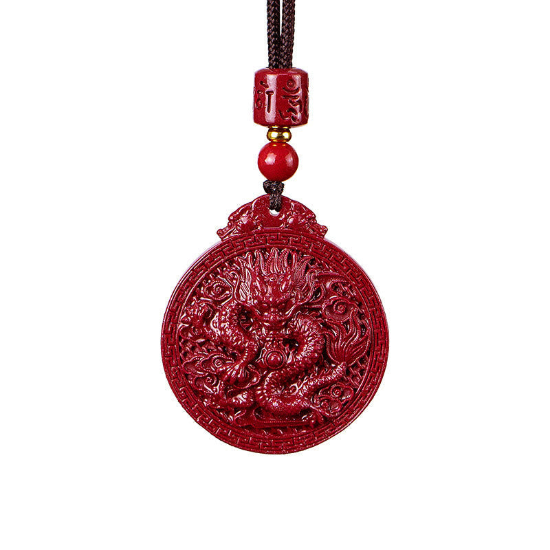 Collar con colgante de cinabrio natural con protección del dragón y piedras de Buda del Año del Dragón