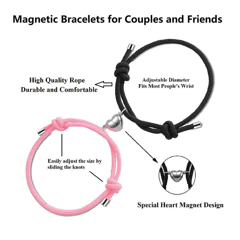 Pulsera magnética de amor para parejas, 2 unidades