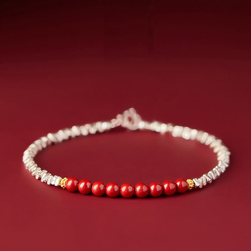 Buddha Stones 925 Sterling Silber Zinnober Fu Charakter Segen Armband