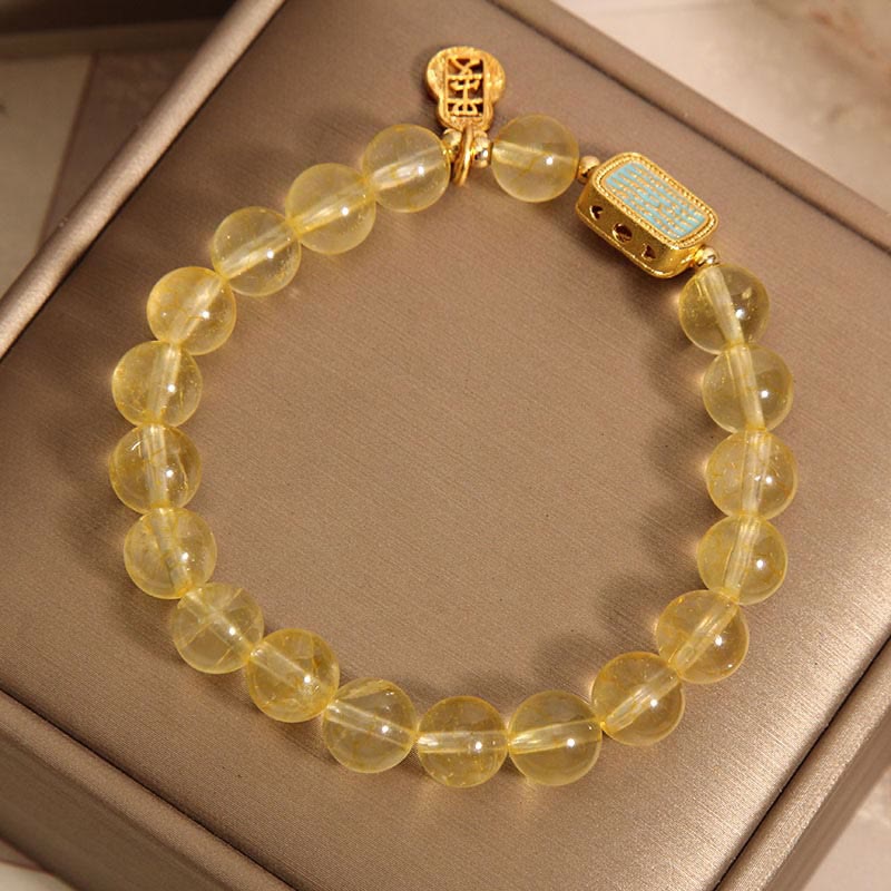 Pulsera de generosidad de las Cinco Escrituras con citrino natural de Buddha Stones