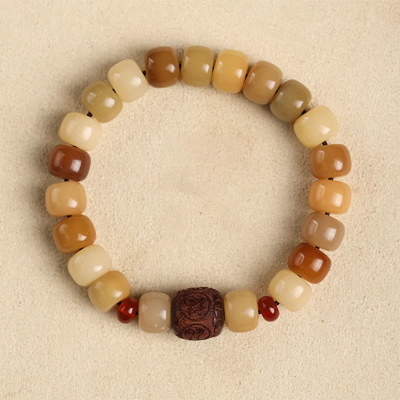 Pulsera de sabiduría Om Mani Padme Hum con semillas de Bodhi naturales de Buda y el Señor del Bosque Cadáver