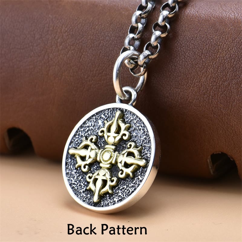 Buddha Stones 925 Sterling Silber Grüne Tara Doppel Dorje Vajra Schutz Halskette Anhänger