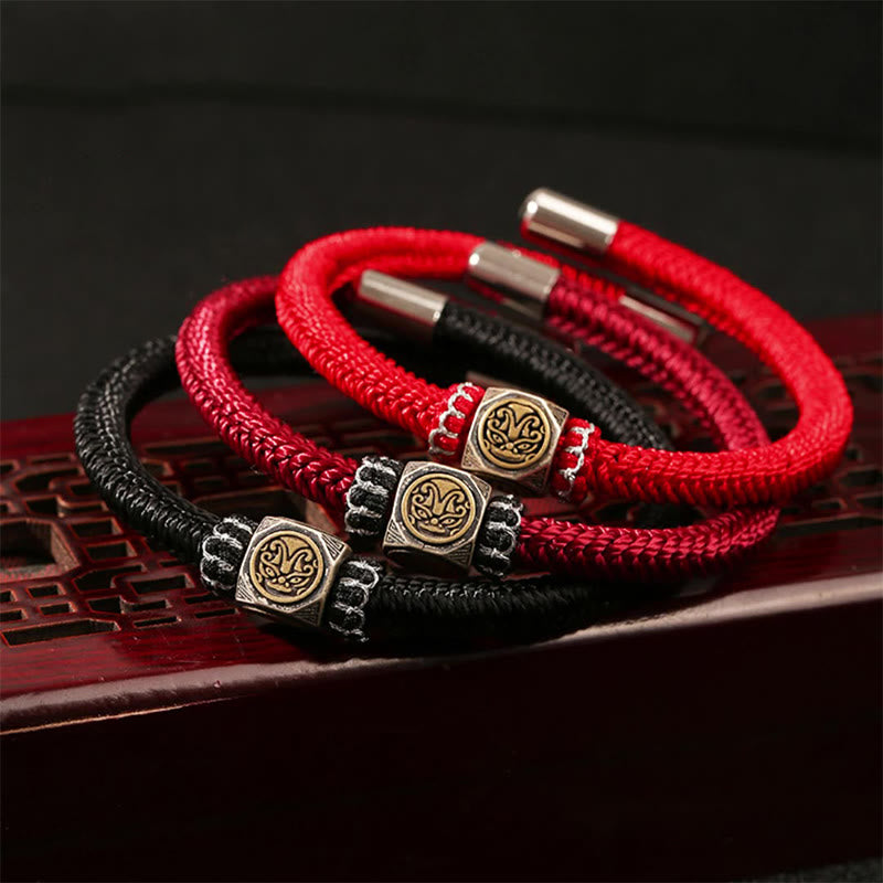 Buddha Stones 925 Sterling Silber Perfekter Knoten King Kong Knoten Glaube Stärke Armband