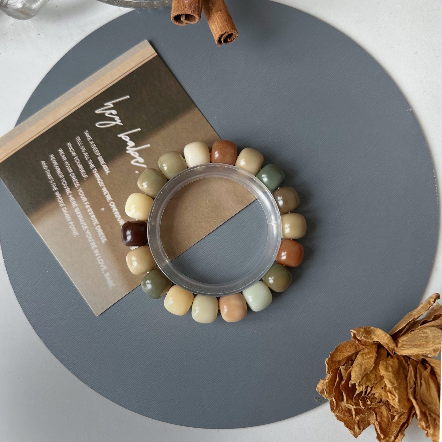 Milk Coffee Color Multicolored Bodhi Bracelet 12mm (Multiple Colors Available)