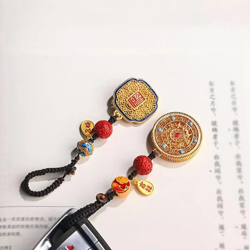 Buddha Steine Fu Charakter Segen Ruyi Charme Schlüsselanhänger