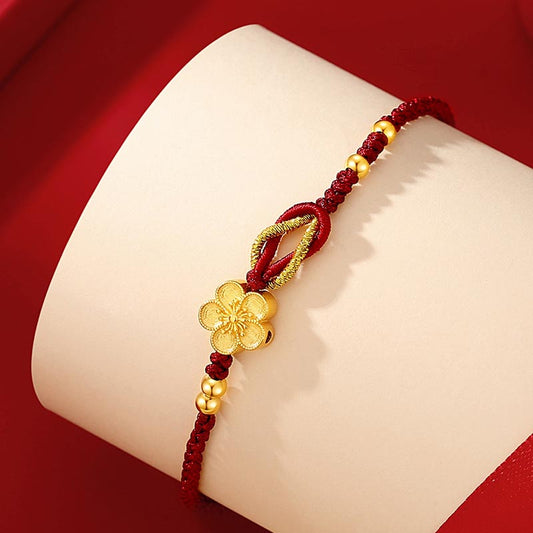 Pulsera de la suerte con piedras de Buda, hecha a mano en plata de ley 925, con flores de cerezo, sakura y calcedonia.