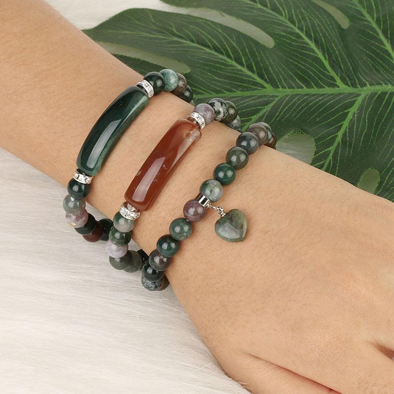 Buddha Stones Naturquarz Liebesherz Heilperlen Armband