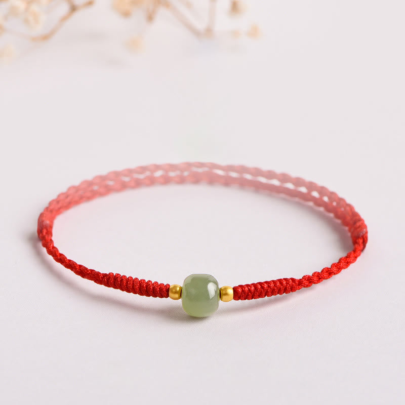 Buddha Stones Handgemachtes Jade Glücksperle Wohlstand Geflochtenes Armband