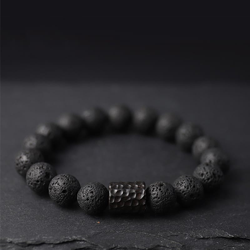 Pulsera curativa de piedra de lava, ébano y ojo de tigre