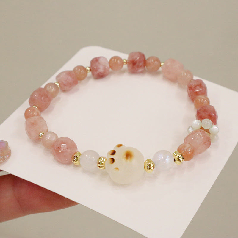 Pulsera de soporte con piedras de Buda, ágata verde, piedra solar, ojo de gato, semilla de Bodhi y pata de gato