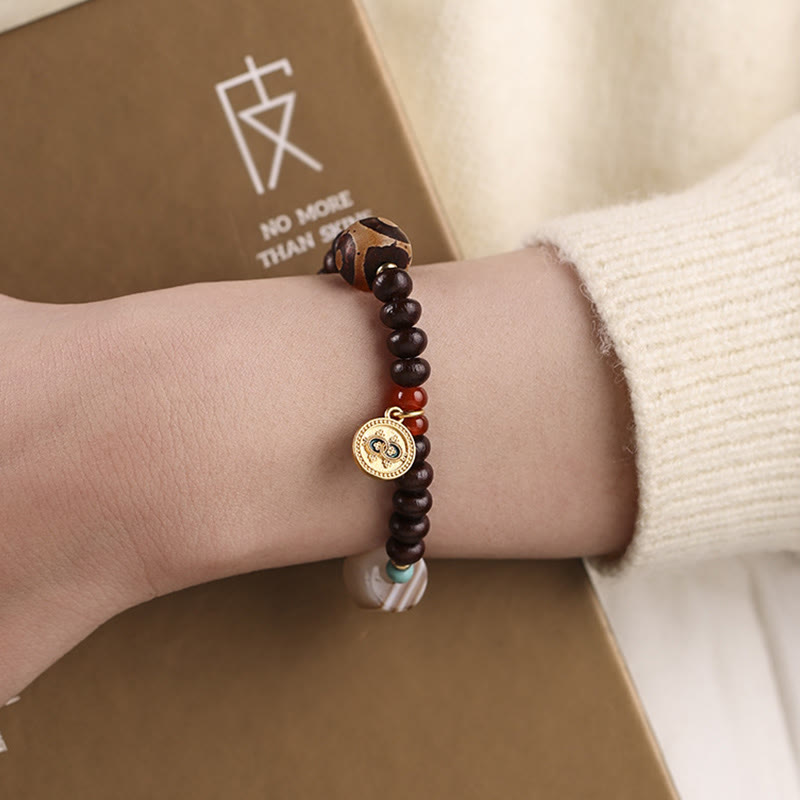 Pulsera de cuentas Dzi de semillas de Bodhi moradas del Tíbet con piedras de Buda naturales, Dios de la Riqueza y la Sabiduría