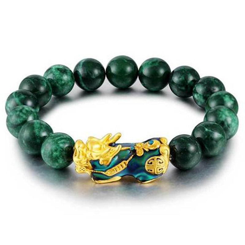Pulsera protectora de jade PiXiu FengShui con piedras de Buda