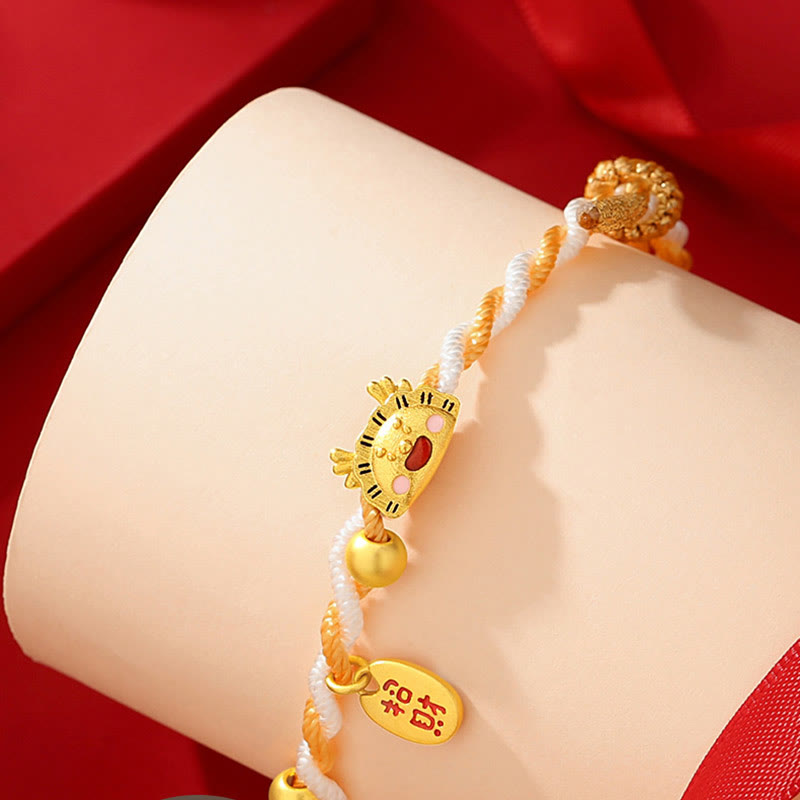 Buddha Stones 925 Sterling Silver Year Of The Dragon Dumpling Design Attract Fortune Luck Braided Bracelet