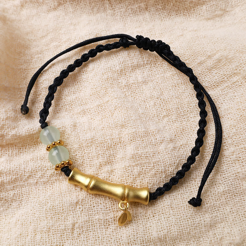 Pulsera trenzada con diseño de bambú y piedras de Buda para la suerte y la fuerza