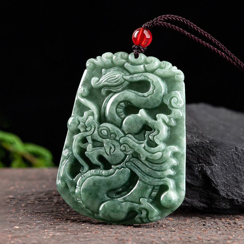 Buddha-Steine, chinesisches Sternzeichen, Drache, Jade, Stärke, Halskette, Anhänger