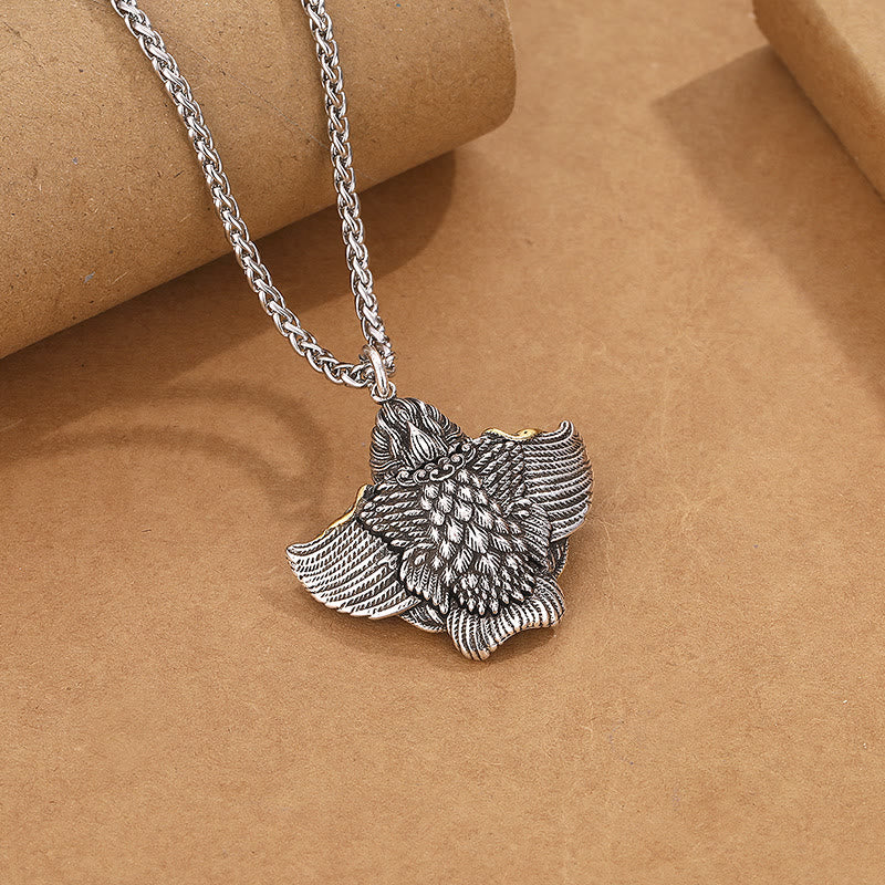 Collar con colgante de cobre protector de pájaro Garuda del Tíbet con piedras de Buda