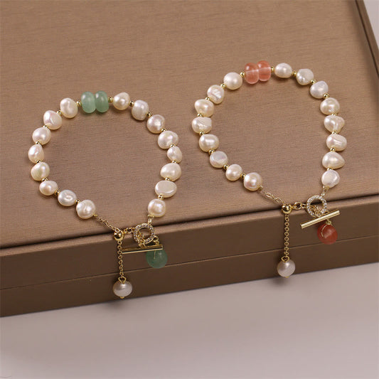 Buddha Stones Perlen-Armband mit grüner Erdbeerquarz-Perle und Heilungskette